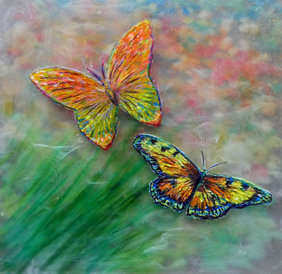 Schmetterlinge, Acryl auf Acrylplatten (3D), 20x20 cm, 2017