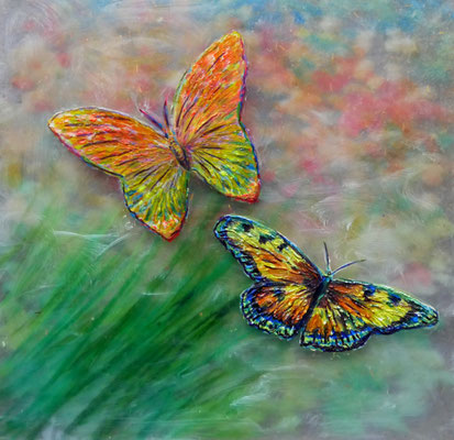 Schmetterlinge, Acryl auf Acrylplatten (3D), 20x20 cm, 2017