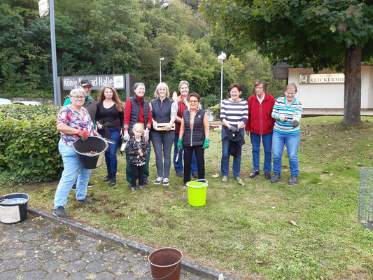 Die Mitglieder der Landfrauen und des Gesangsvereins Teutonia sorgen für bunte Blüten im kommenden Frühjahr.