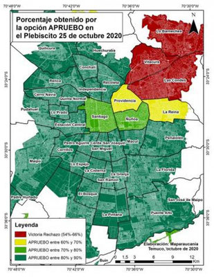 I hovedstaden Santiago er kun de riges bydele imod en ny forfatning