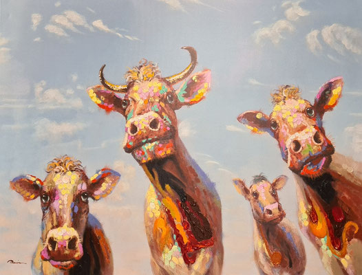 "Fröhliche Kühe" 110 x 140 cm, 299,-€