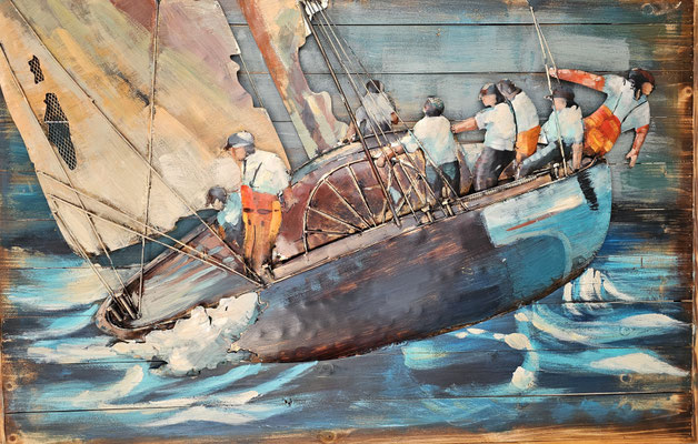 "Regatta II", Metall auf Holz, 120x 80cm, 349,-€