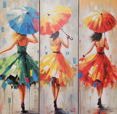 "Dance Mood", Orange, Red, Green, Je 40x 120 cm, Je 199,-€