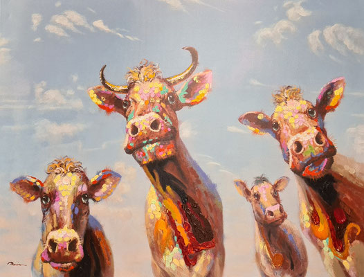 "Fröhliche Kühe" 110 x 140 cm, 299,-€