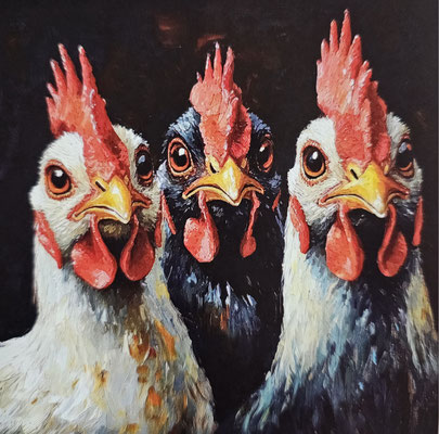 "Drei Hähne" 100 x 100 cm, 279,- €