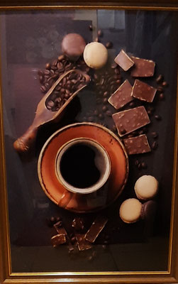 "Cafe`de Luxe",Glasbild, gerahmt, 66x 95 cm, 298,-€