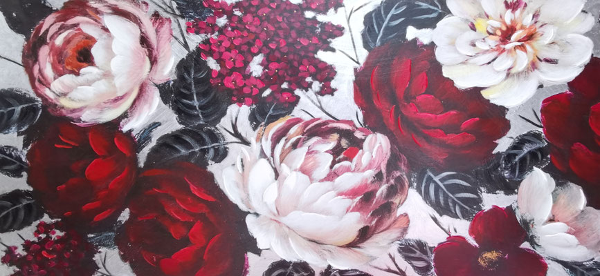 "Rosenrot II" im Querformat 70 x 150 cm, 299,-€
