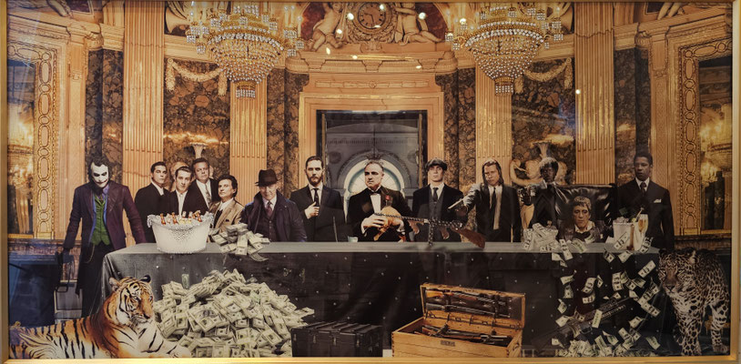 "Bad Boys of Hollywood" 160x 80 cm, Glasbild mit Strass, gerahmt 479,-€