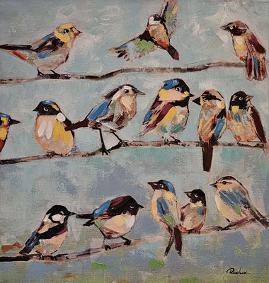 "Vogeltreffen II." 60 x 60 cm, 99,-€