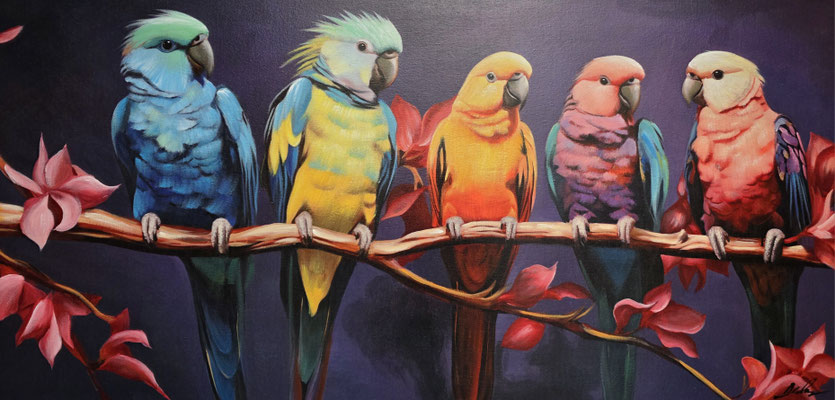 "Papageientreff", 120x 60,5 cm, 229,-€