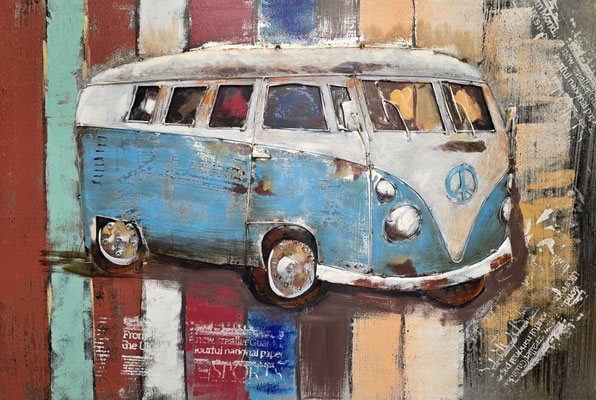 "Campingbus on Tour", Metallbild, 120x 80 cm, 339,-€