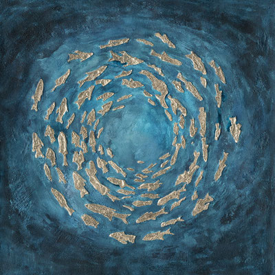 "Fischstrudel II." Fb.gold 100 x 100 cm, 279,-€