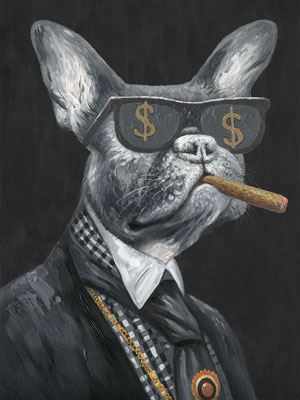 "Hund im Anzug+mit Zigarre" 90 x 120 cm, 299,€