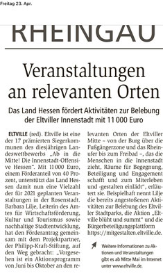 24.04.2021 Rheingau Echo: Veranstaltungen in Eltville Am Rhein