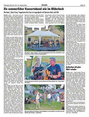 19.08.2021 Rheingau Echo: Kultur am Donnerstag- Take it Easy