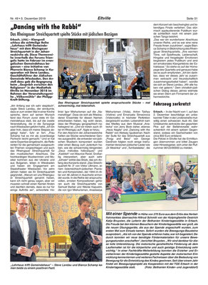 5. Dezember 2019, Rheingau Echo - Völkermühle: Veranstaltung Triangelis, Hinweis 