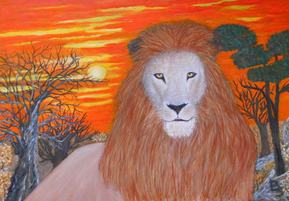 Löwe in Savanne, 70*50, 2019