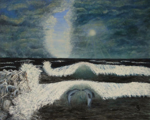 Dolphins in the dark, 100*80, 2014