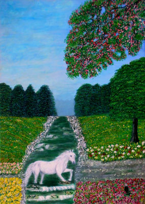 White horse in summer, 50*70, 2016