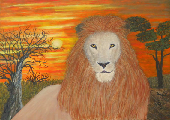 Löwe in Savanne, 70*50, 2019