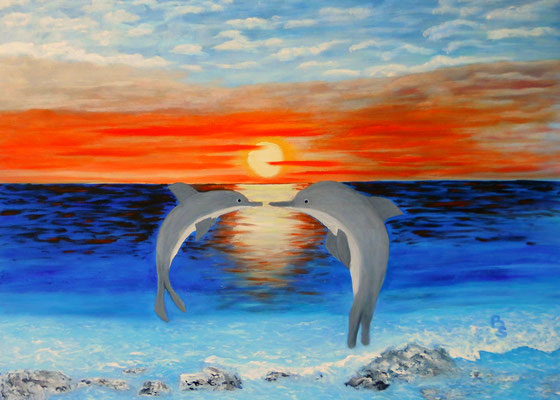 Delphine beim Spiel, 70*50, 2011