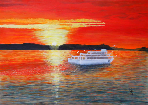 Sonnenuntergang am Bodensee, 70*50, 2019