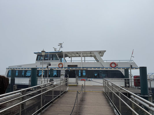 Bei mystischer Nebelstimmung erkunden wir heute die Adventmärkte am Wolfgangsee mit dem Schiff.