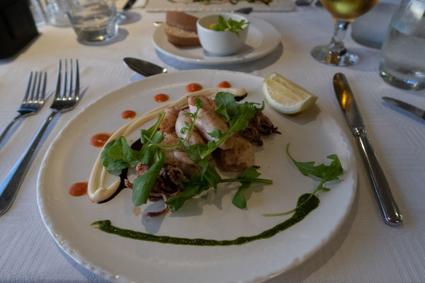 30.01. Bliss Boutique Hotel, ausgezeichnetes Abendessen (Calamari gegrillt)