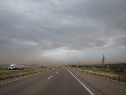 Ankunft in New Mexico mit Sandsturm