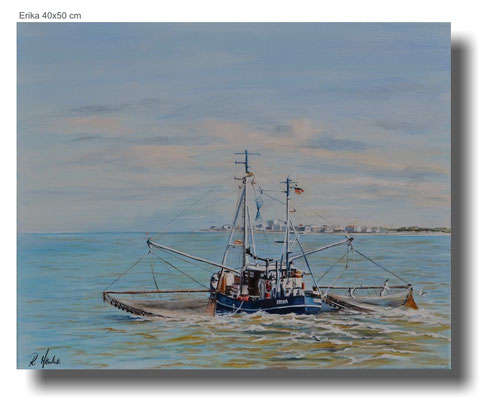 Krabbenkutter Erika vor Norderney 50 x 40 cm °
