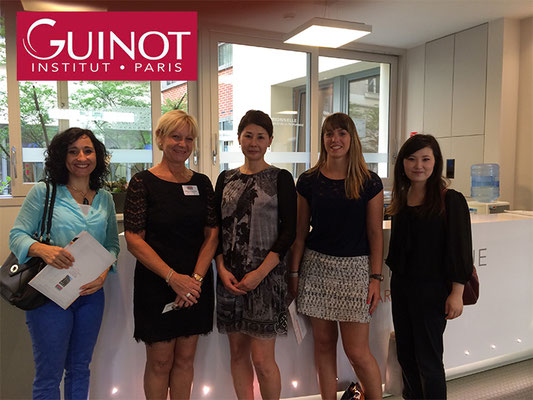 使用化粧品へのこだわり：GUINOT、世界40か国のサロンで人気の国際ブランド／1998年、2014年ギノーフランス本社での研修