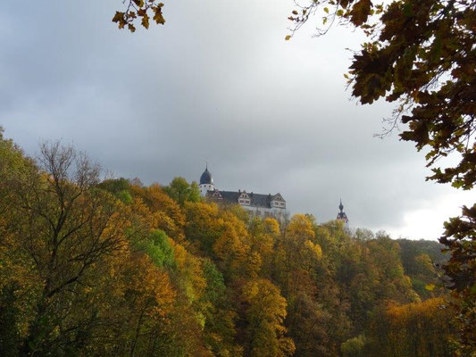 Das Schloß Rochsburg thront auf einem Felsen hoch über der Zwickauer Mulde