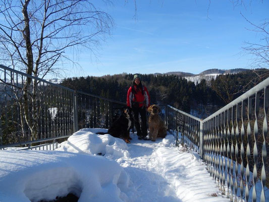 Vreni, Nepomuk und ich an der Brückenklippe