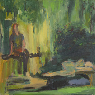 Im Laufe eines Tages I, 2023, Acryl auf Leinwand, 40 x 40 cm