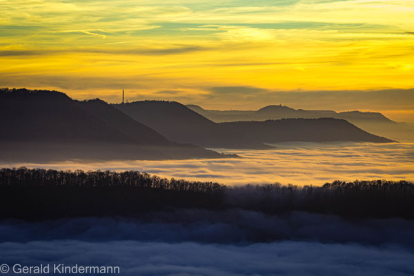 Sonnenuntergang vom Hohenneuffen aus gesehen