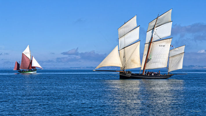 2025-062 _ Rencontre sous les voiles au large de Douarnenez (29) _ 100 * 178 cm _ 180 €___RESERVEE