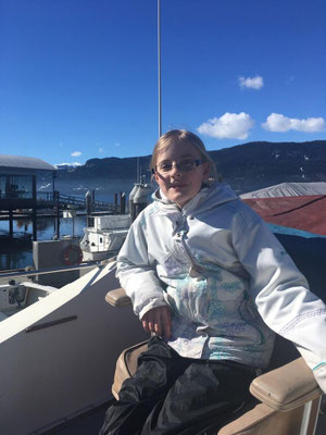 Caslyn aboard Duncan & Sue's boat.