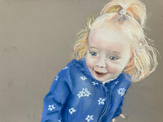 Ann Hoodless, toddler in blue, pastels
