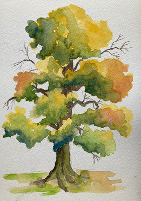 Barbara Mason, moving nto autumn tree.watercolour