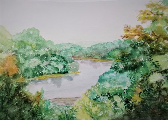 Jackie Connor, Lake, watercolour