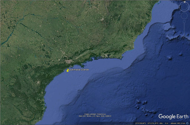 Vue satellite de l'île, au large du Brésil.