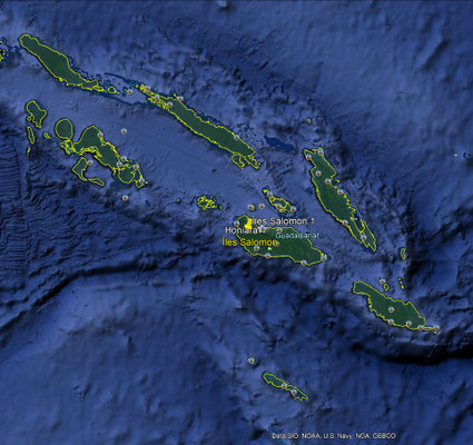 Archipel des iles Salomon, vue satellite.