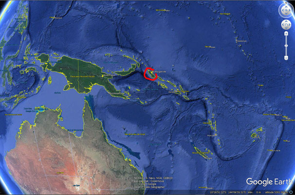 Île Bougainville, vue satellite.