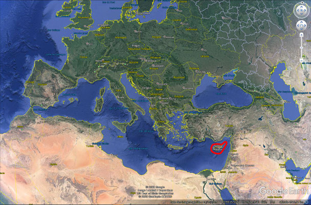 Chypre, vue satellite.
