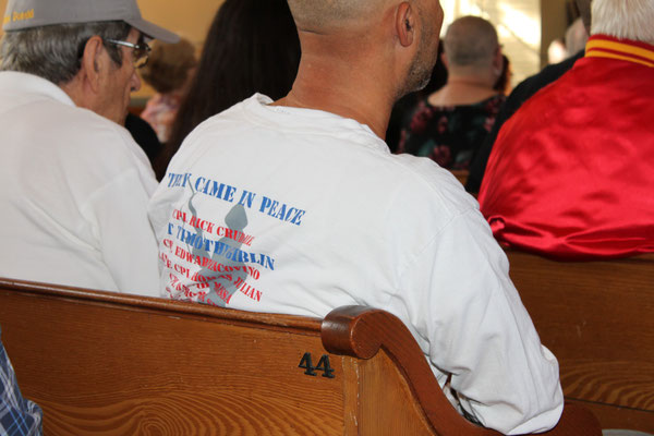 "They Came In Peace" shirt worn by family member of Sergeant Timothy Giblin