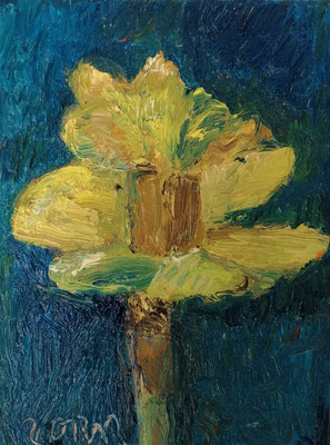 Karin Zorn 2023, Märzenbecher (Blüte), Öl auf Leinwand, 24 x 18 cm, WV 718