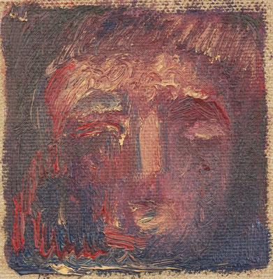 Meditierend, 2017, Öl auf Leinen, 7.5 x 7.5 cm  VERKAUFT
