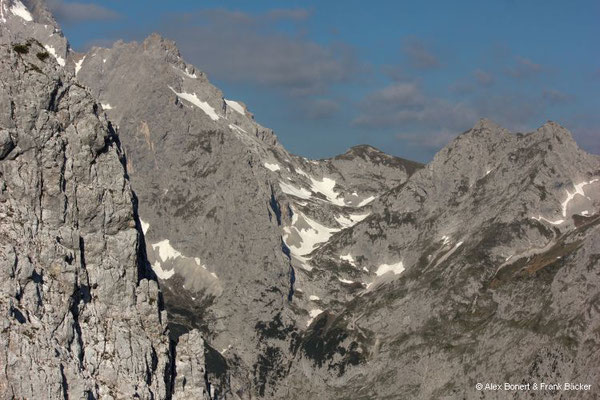 Garmisch-Partenkirchen 2023, AlpspiX, Blick auf Kleine Riffelwandspitze, Riffeltorkopf und Riffelspitze