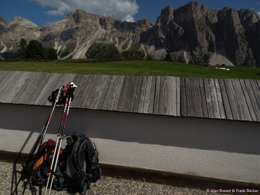 Südtirol 2016, Wanderung Col Raiser, Rast auf der Bergstation