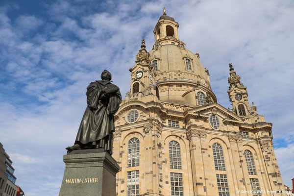 Dresden 2022, Frauenkirche mit Luther-Denkmal
